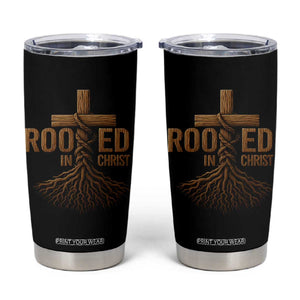 Rooted In Christ Tumbler Cup Vintage Jesus Christian Cross Bible Verse TS11 Black Print Your Wear