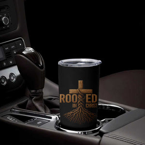 Rooted In Christ Tumbler Cup Vintage Jesus Christian Cross Bible Verse TS11 Print Your Wear
