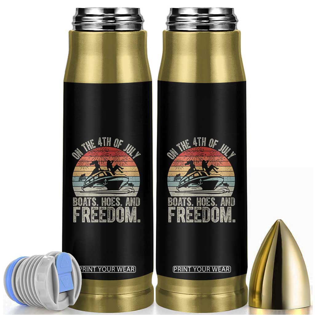 Funny On The 4th Of July Boats Hoes And Freedom Bullet Tumbler TS11 Black Print Your Wear