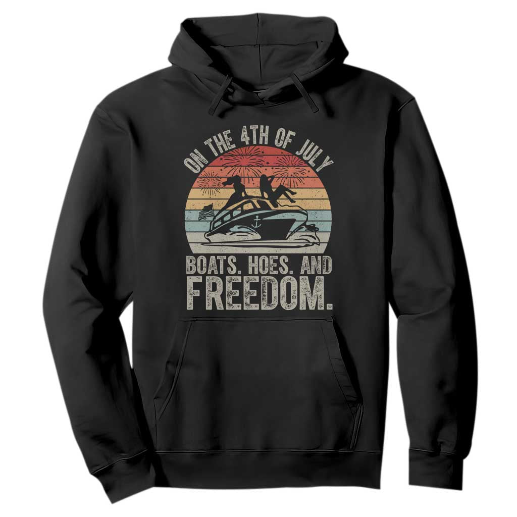 Funny On The 4th Of July Boats Hoes And Freedom Hoodie TS11 Black Print Your Wear