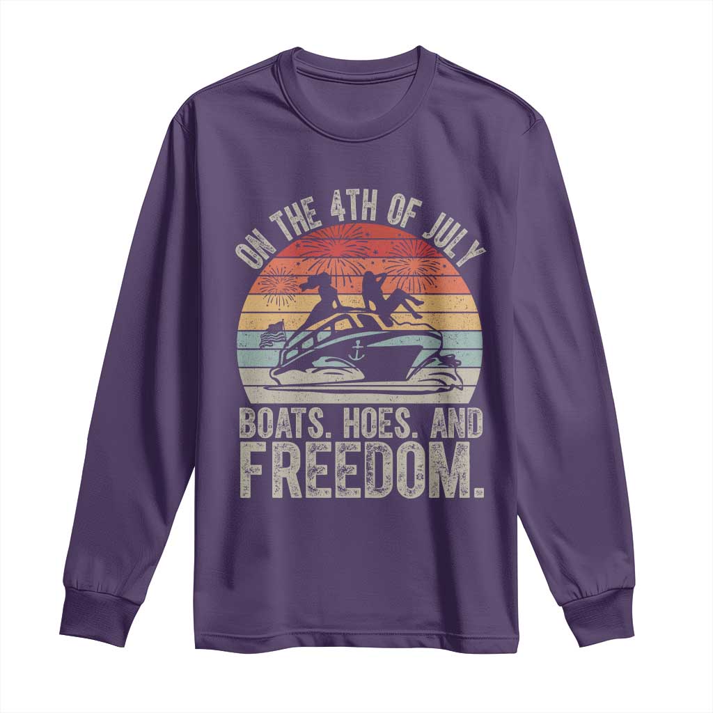 Funny On The 4th Of July Boats Hoes And Freedom Long Sleeve Shirt TS11 Purple Print Your Wear