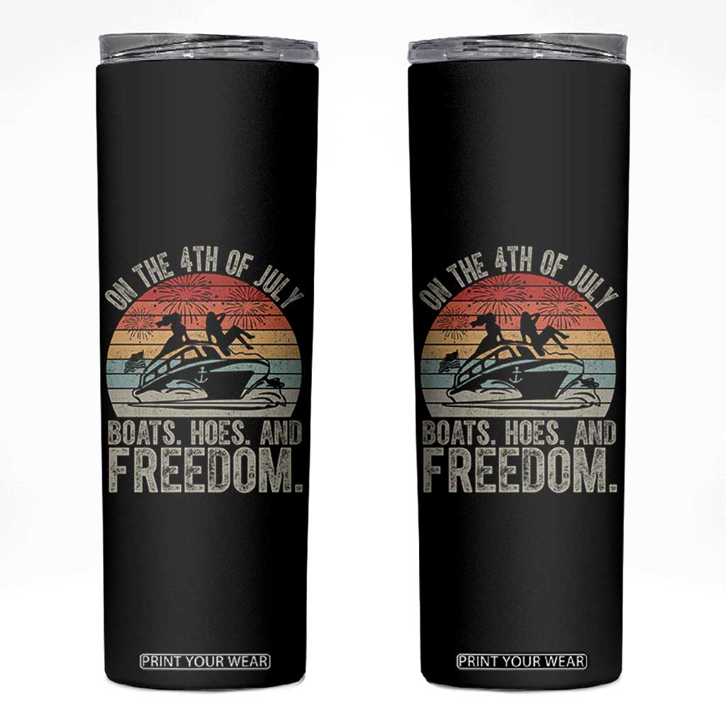 Funny On The 4th Of July Boats Hoes And Freedom Skinny Tumbler TS11 Black Print Your Wear