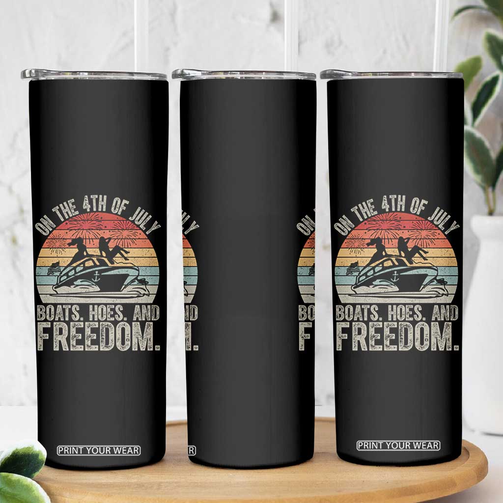 Funny On The 4th Of July Boats Hoes And Freedom Skinny Tumbler TS11 Print Your Wear