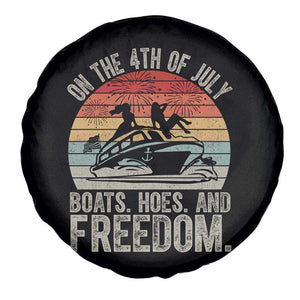 Funny On The 4th Of July Boats Hoes And Freedom Spare Tire Cover TS11 Print Your Wear