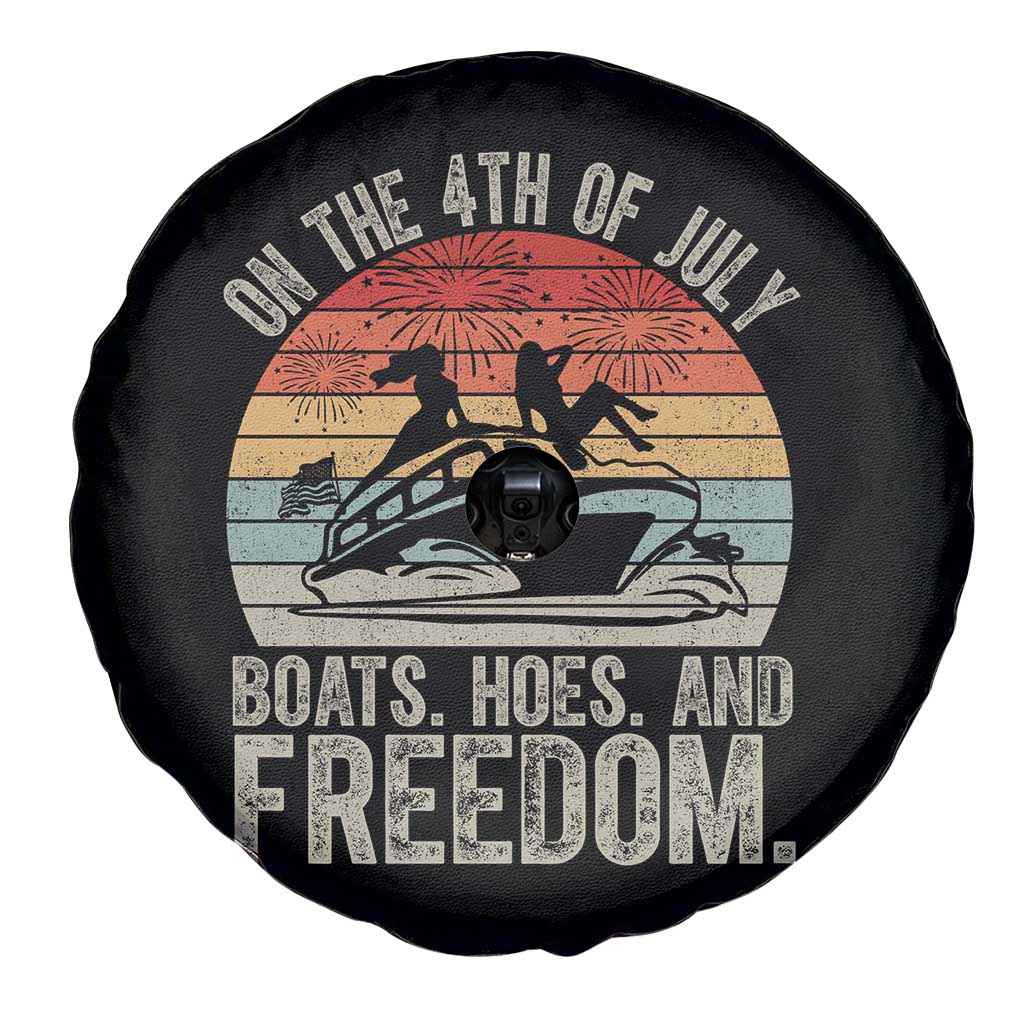 Funny On The 4th Of July Boats Hoes And Freedom Spare Tire Cover TS11 Print Your Wear