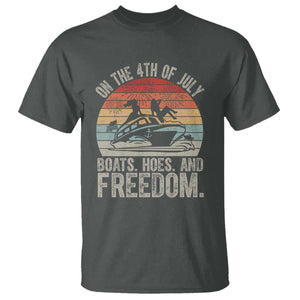 Funny On The 4th Of July Boats Hoes And Freedom T Shirt TS11 Dark Heather Print Your Wear