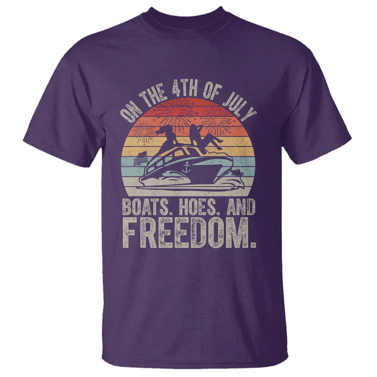 Funny On The 4th Of July Boats Hoes And Freedom T Shirt TS11 Purple Print Your Wear