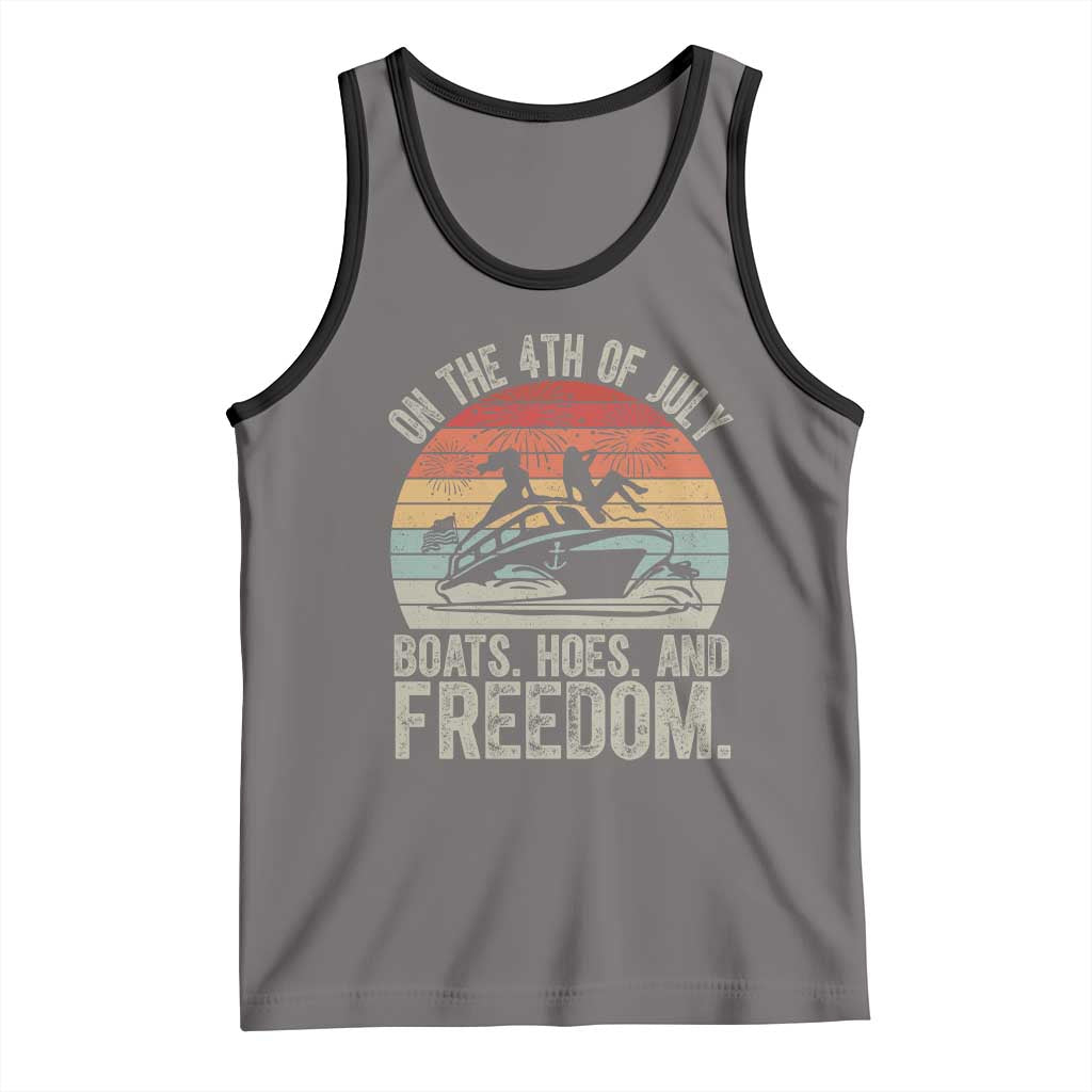 Funny On The 4th Of July Boats Hoes And Freedom Tank Top TS11 Deep Heather Black Print Your Wear