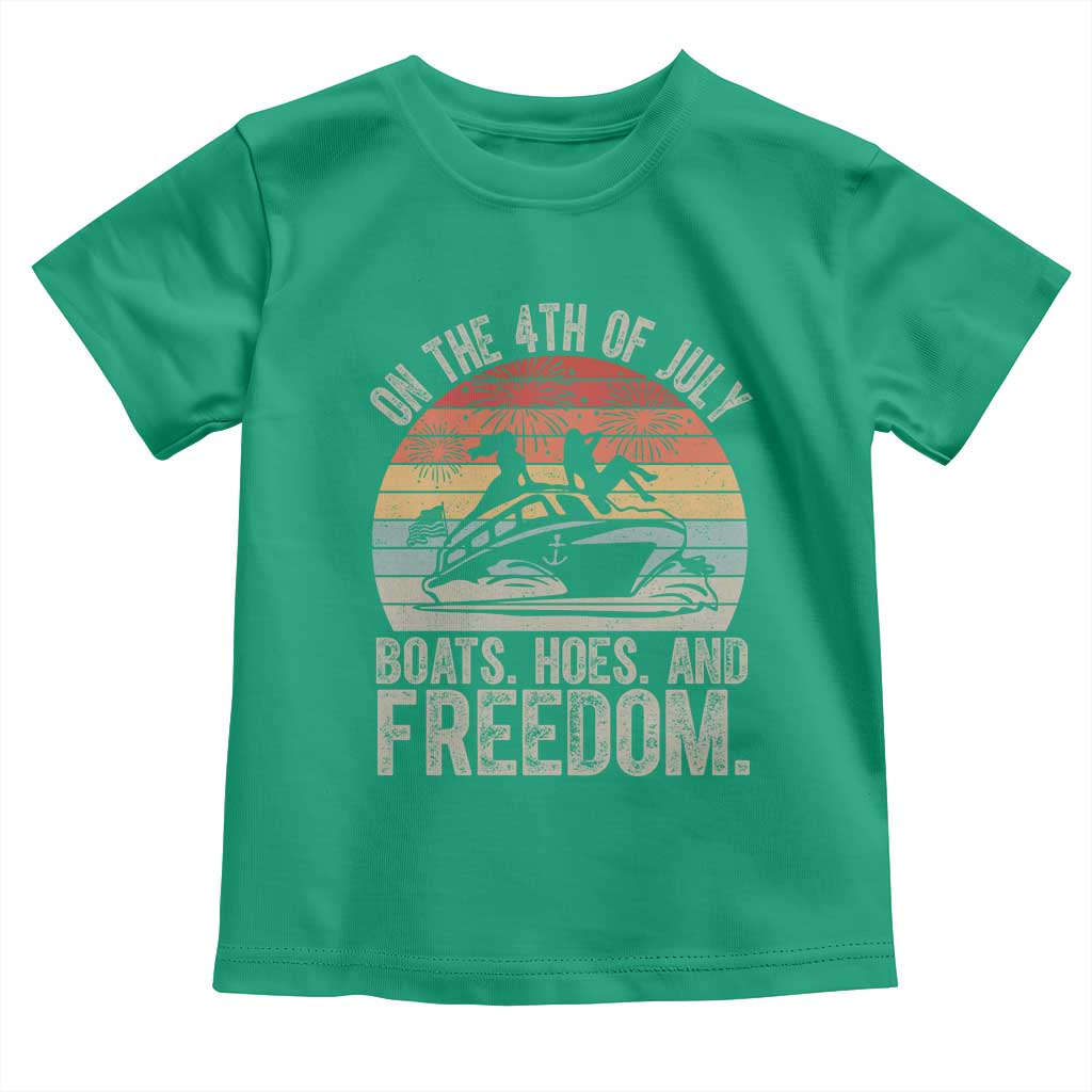 Funny On The 4th Of July Boats Hoes And Freedom Toddler T Shirt TS11 Irish Green Print Your Wear