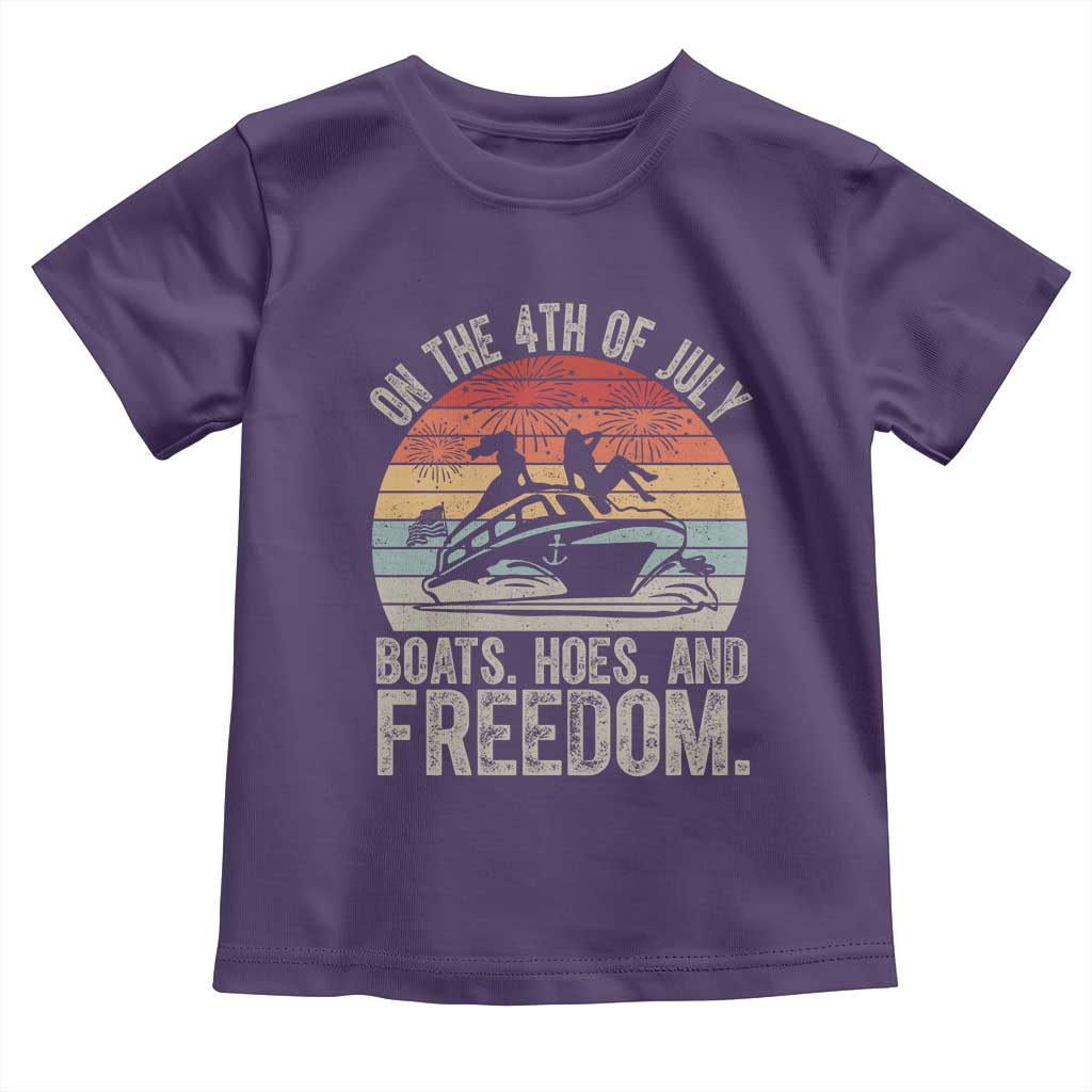 Funny On The 4th Of July Boats Hoes And Freedom Toddler T Shirt TS11 Purple Print Your Wear