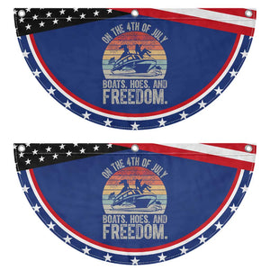 Funny On The 4th Of July Boats Hoes And Freedom Patriotic Fan Flag