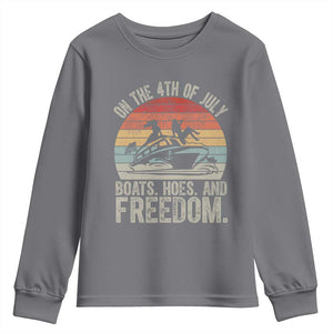 Funny On The 4th Of July Boats Hoes And Freedom Youth Sweatshirt TS11 Charcoal Print Your Wear
