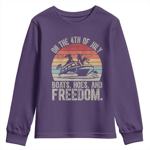Funny On The 4th Of July Boats Hoes And Freedom Youth Sweatshirt TS11 Purple Print Your Wear