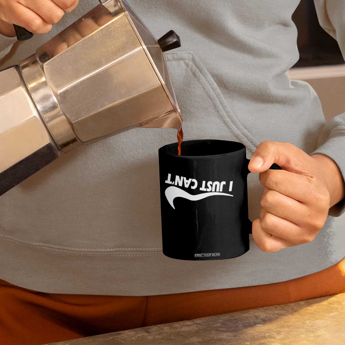 Funny I Just Cant Coffee Mug Sarcastic Motivation Con Baffo TS11 Print Your Wear