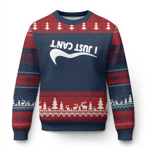 Funny I Just Cant Ugly Christmas Sweater Sarcastic Motivation Con Baffo TS11 Navy Red Print Your Wear