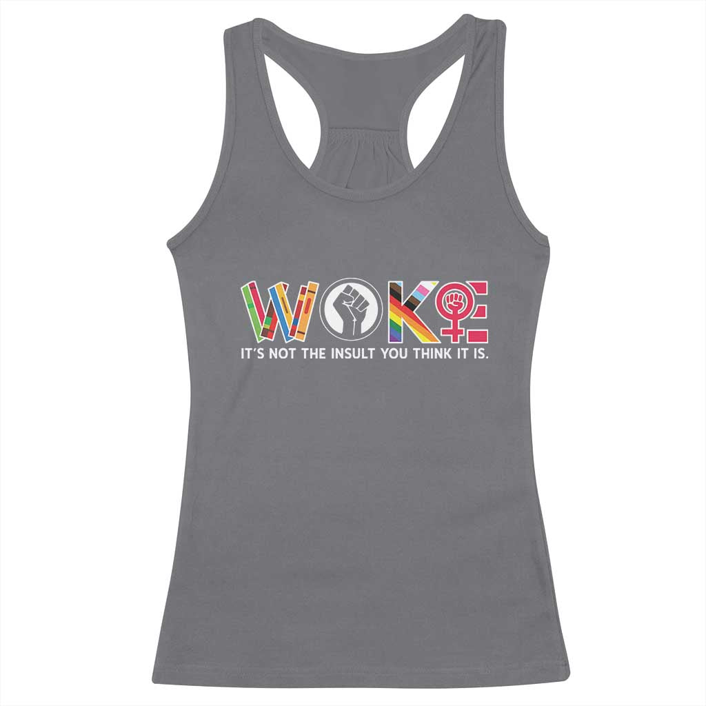 Woke It's Not The Insult You Think It Is Racerback Tank Top Feminist Social Justice TS11 Charcoal Print Your Wear