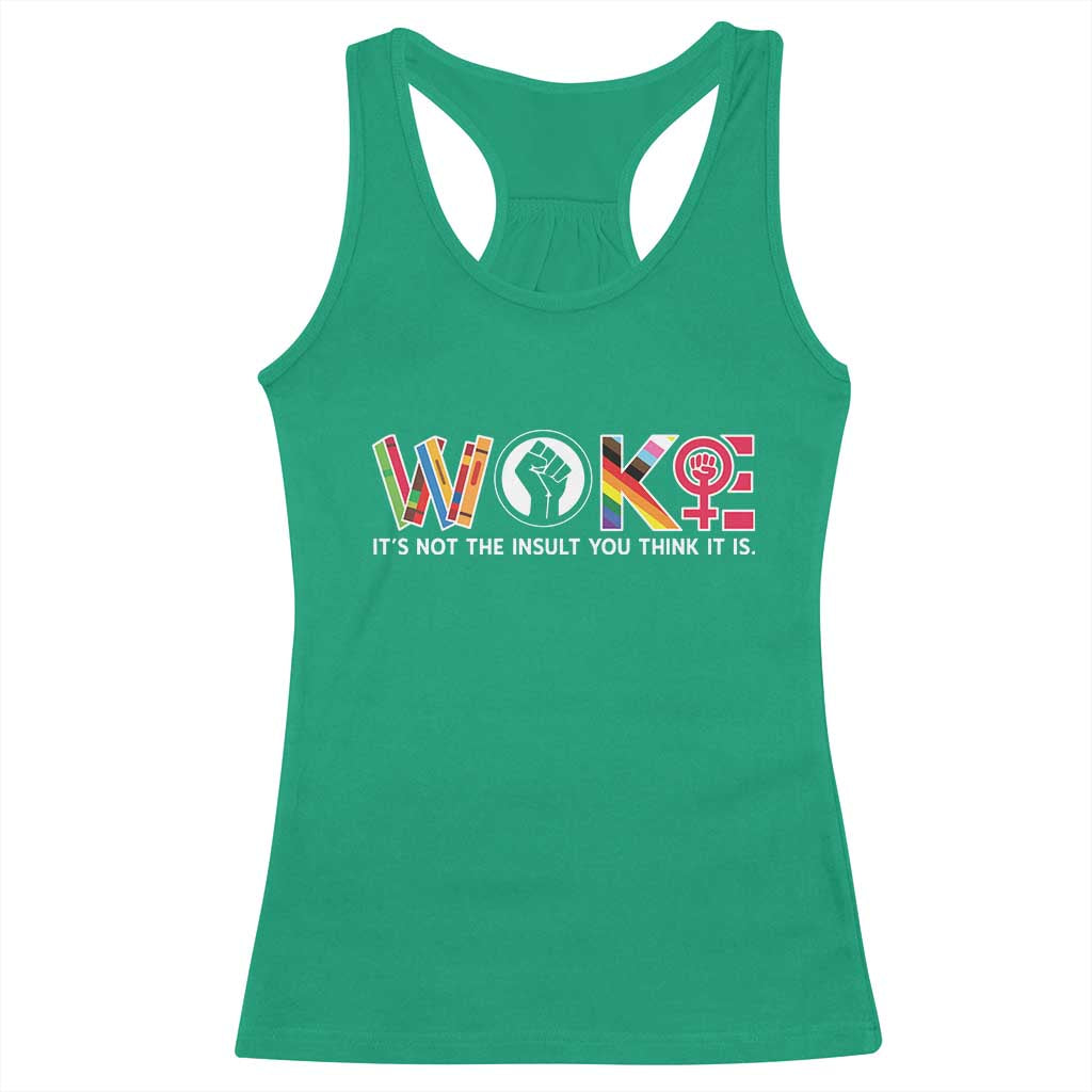 Woke It's Not The Insult You Think It Is Racerback Tank Top Feminist Social Justice TS11 Irish Green Print Your Wear