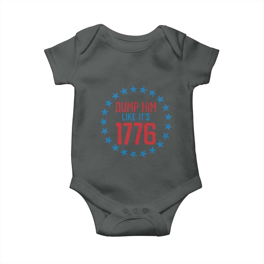 Funny Dump Him Like It's 1776 Baby Onesie Stars Political Sattire TS11 Dark Heather Print Your Wear