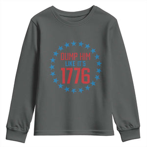 Funny Dump Him Like It's 1776 Youth Sweatshirt Stars Political Sattire TS11 Dark Heather Print Your Wear