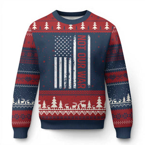 Not Our War Vintage American Flag Ugly Christmas Sweater Pacifists Peace TS11 Navy Red Print Your Wear