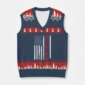 Not Our War Vintage American Flag V-Neck Knit Sweater Vest Pacifists Peace TS11 Navy Red Print Your Wear