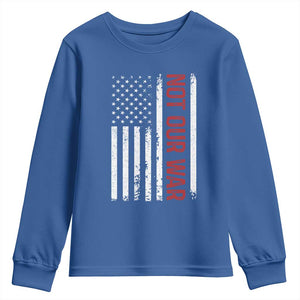 Not Our War Vintage American Flag Youth Sweatshirt Pacifists Peace TS11 Royal Blue Print Your Wear