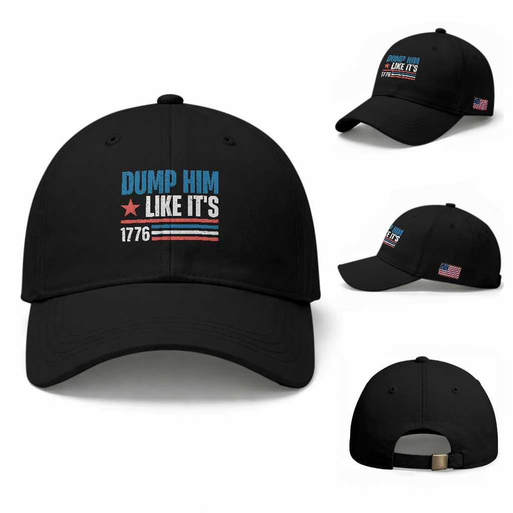 Funny Dump Him Like It's 1776 Baseball Cap Star And Stripes TS11 Baseball Cap Universal Fit Black Print Your Wear