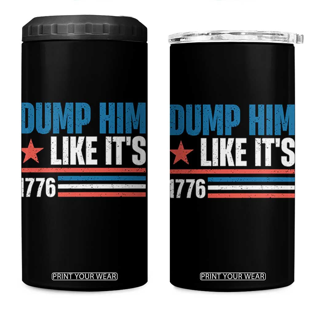 Funny Dump Him Like It's 1776 4 in 1 Can Cooler Tumbler Star And Stripes TS11 One Size: 16 oz Black Print Your Wear