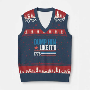 Funny Dump Him Like It's 1776 V-Neck Knit Sweater Vest Star And Stripes TS11 Navy Red Print Your Wear