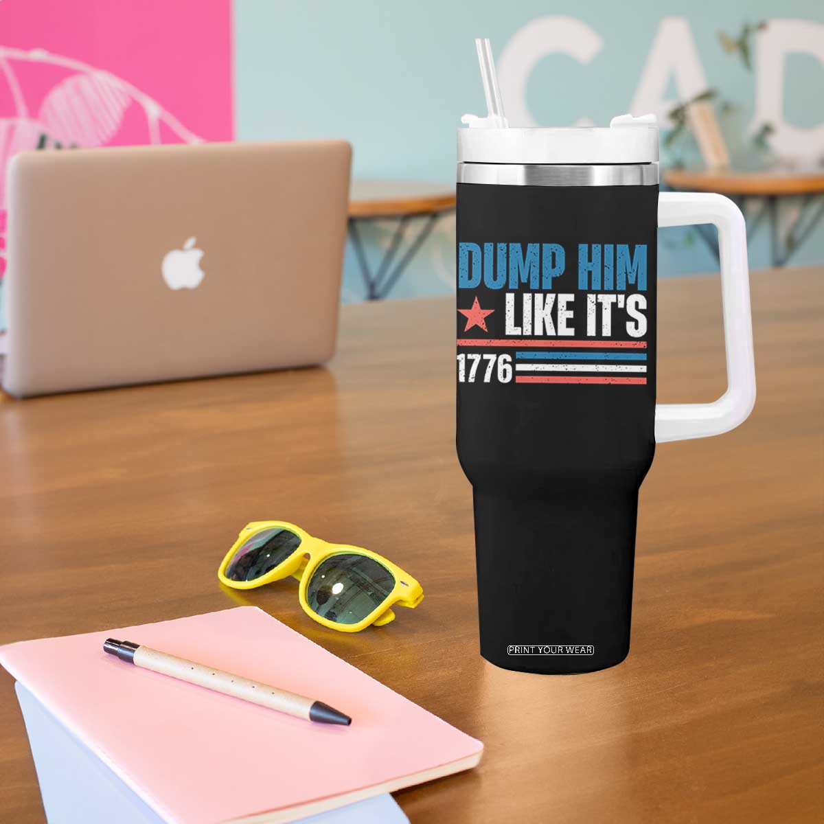 Funny Dump Him Like It's 1776 Tumbler With Handle Star And Stripes TS11 Print Your Wear