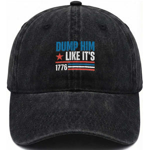 Funny Dump Him Like It's 1776 Washed Cotton Baseball Cap Star And Stripes TS11 Print Your Wear