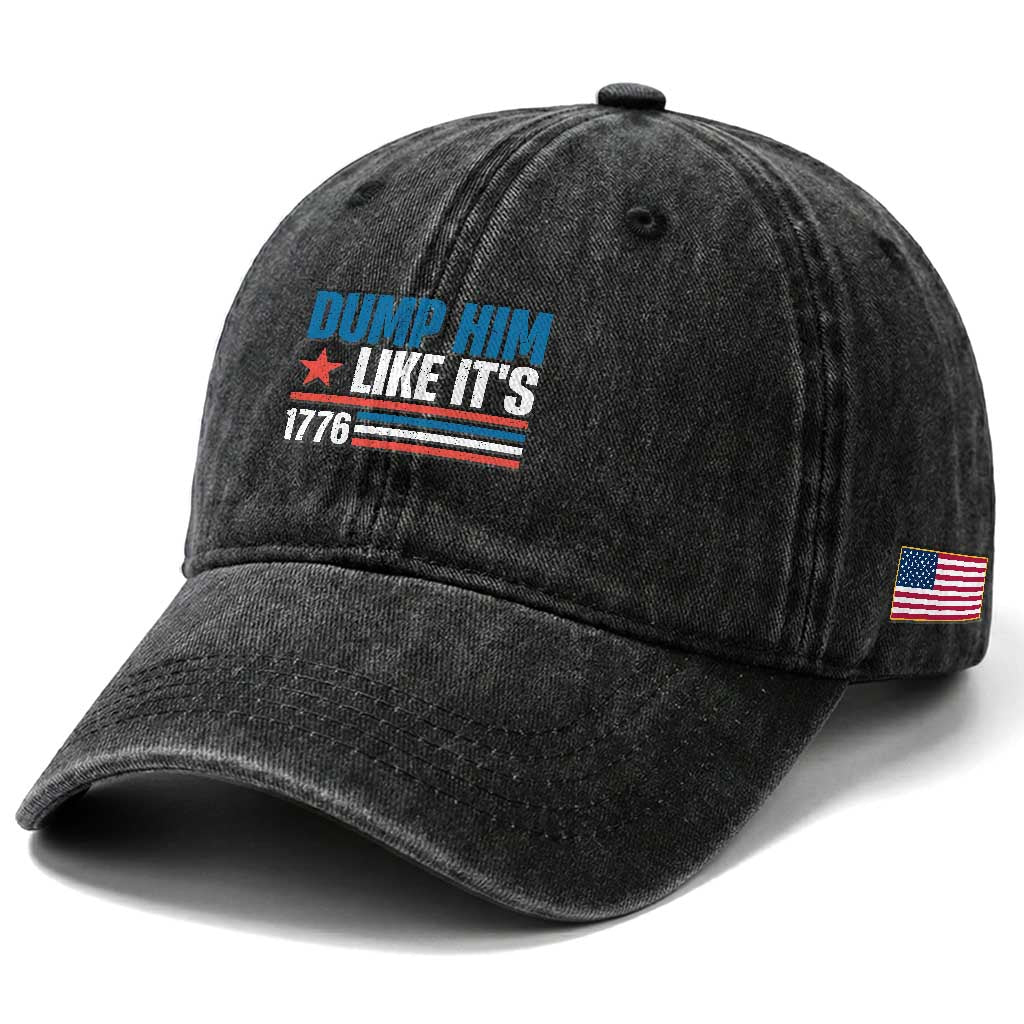 Funny Dump Him Like It's 1776 Washed Cotton Baseball Cap Star And Stripes TS11 Print Your Wear
