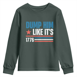 Funny Dump Him Like It's 1776 Youth Sweatshirt Star And Stripes TS11 Dark Forest Green Print Your Wear
