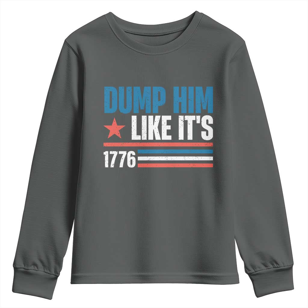 Funny Dump Him Like It's 1776 Youth Sweatshirt Star And Stripes TS11 Dark Heather Print Your Wear