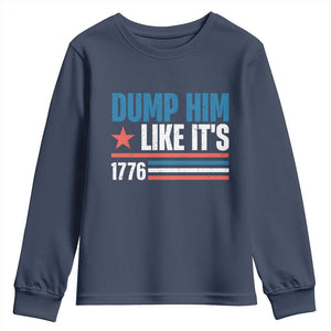 Funny Dump Him Like It's 1776 Youth Sweatshirt Star And Stripes TS11 Navy Print Your Wear