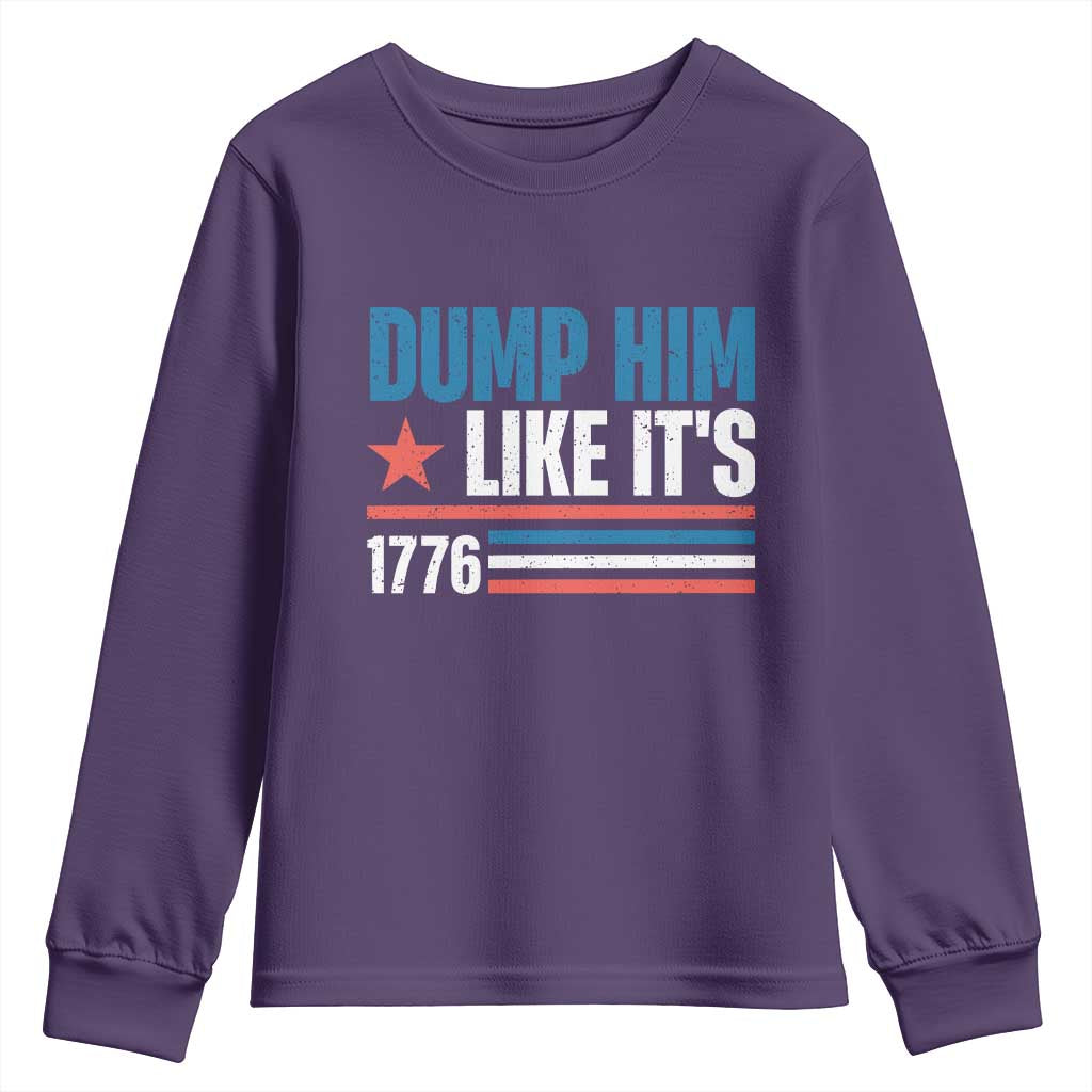 Funny Dump Him Like It's 1776 Youth Sweatshirt Star And Stripes TS11 Purple Print Your Wear