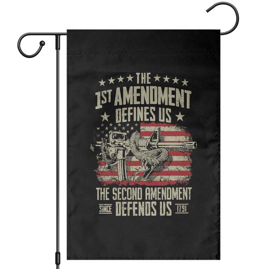 The 1st Amendment Defines Us The Second Defends Us Since 1791 Garden Flag Vintage American Flag TS11 Black Print Your Wear