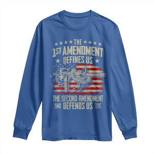 The 1st Amendment Defines Us The Second Defends Us Since 1791 Long Sleeve Shirt Vintage American Flag TS11 Royal Blue Print Your Wear