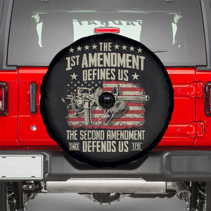The 1st Amendment Defines Us The Second Defends Us Since 1791 Spare Tire Cover Vintage American Flag TS11 Black Print Your Wear