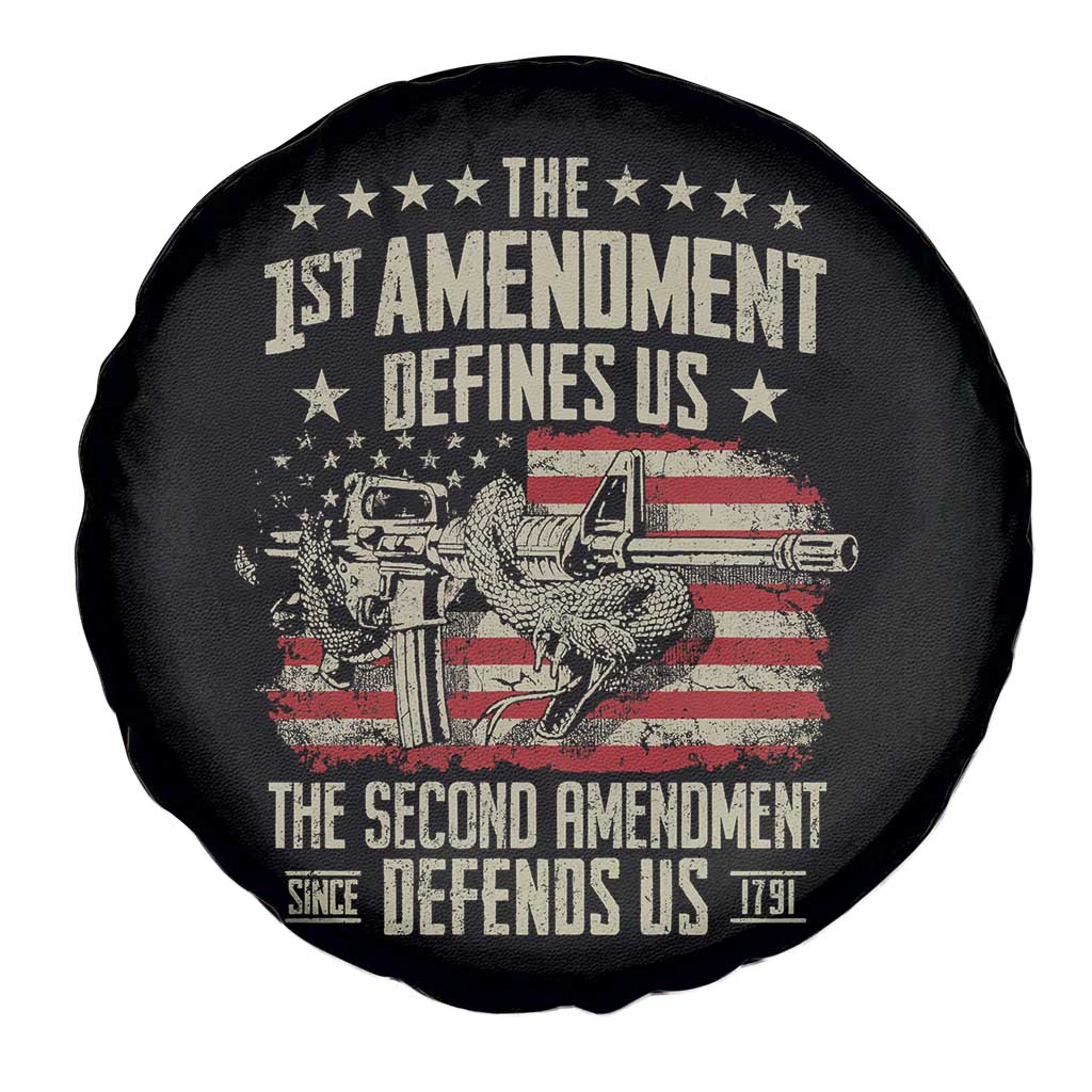 The 1st Amendment Defines Us The Second Defends Us Since 1791 Spare Tire Cover Vintage American Flag TS11 Print Your Wear