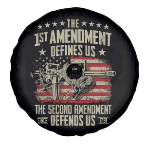 The 1st Amendment Defines Us The Second Defends Us Since 1791 Spare Tire Cover Vintage American Flag TS11 Print Your Wear