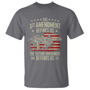 The 1st Amendment Defines Us The Second Defends Us Since 1791 T Shirt Vintage American Flag TS11 Charcoal Print Your Wear