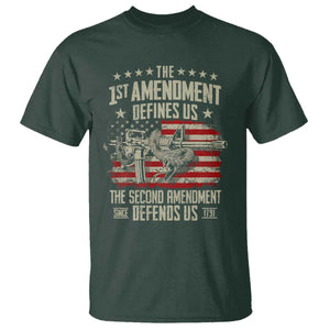 The 1st Amendment Defines Us The Second Defends Us Since 1791 T Shirt Vintage American Flag TS11 Dark Forest Green Print Your Wear