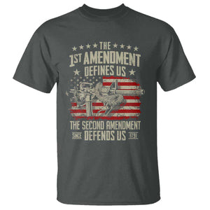 The 1st Amendment Defines Us The Second Defends Us Since 1791 T Shirt Vintage American Flag TS11 Dark Heather Print Your Wear