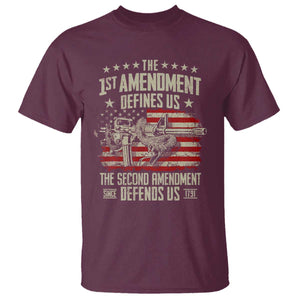 The 1st Amendment Defines Us The Second Defends Us Since 1791 T Shirt Vintage American Flag TS11 Maroon Print Your Wear