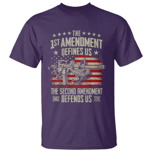 The 1st Amendment Defines Us The Second Defends Us Since 1791 T Shirt Vintage American Flag TS11 Purple Print Your Wear