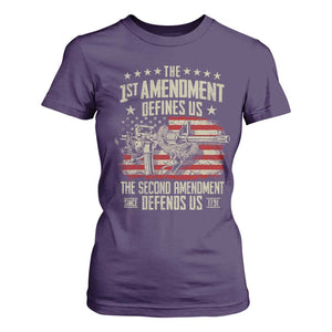 The 1st Amendment Defines Us The Second Defends Us Since 1791 T Shirt For Women Vintage American Flag TS11 Purple Print Your Wear