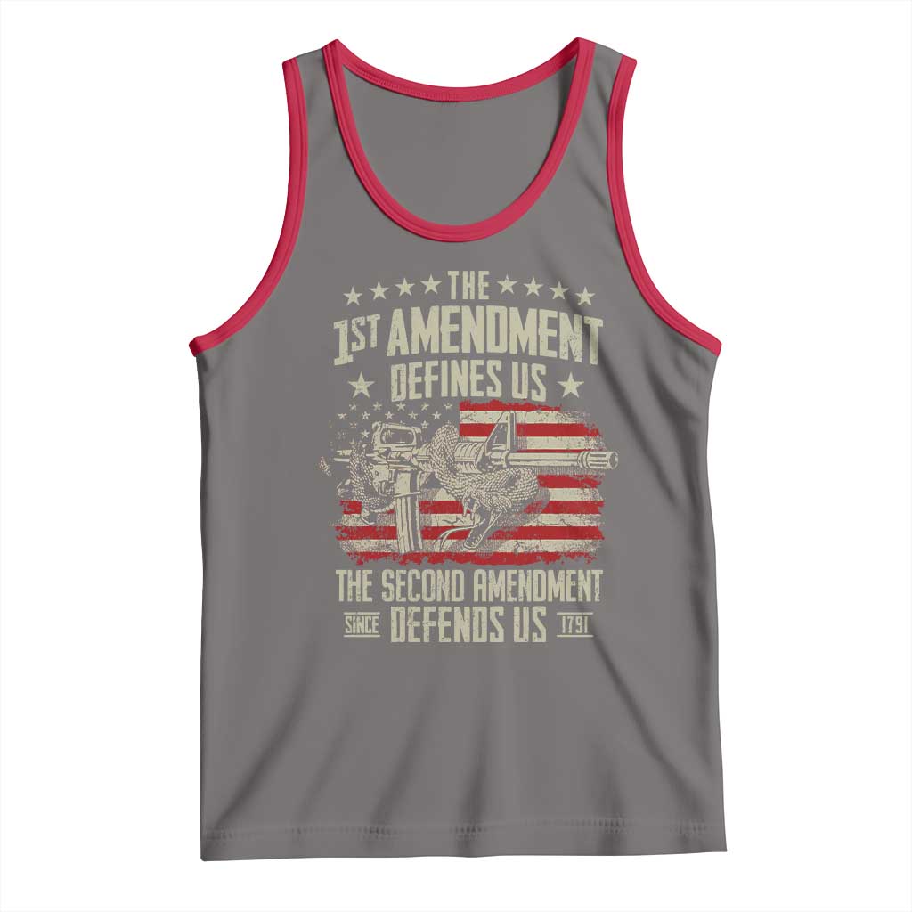 The 1st Amendment Defines Us The Second Defends Us Since 1791 Tank Top Vintage American Flag TS11 Deep Heather Red Print Your Wear