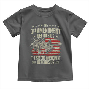 The 1st Amendment Defines Us The Second Defends Us Since 1791 Toddler T Shirt Vintage American Flag TS11 Dark Heather Print Your Wear