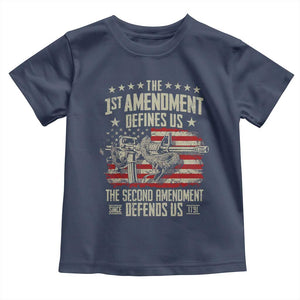 The 1st Amendment Defines Us The Second Defends Us Since 1791 Toddler T Shirt Vintage American Flag TS11 Navy Print Your Wear